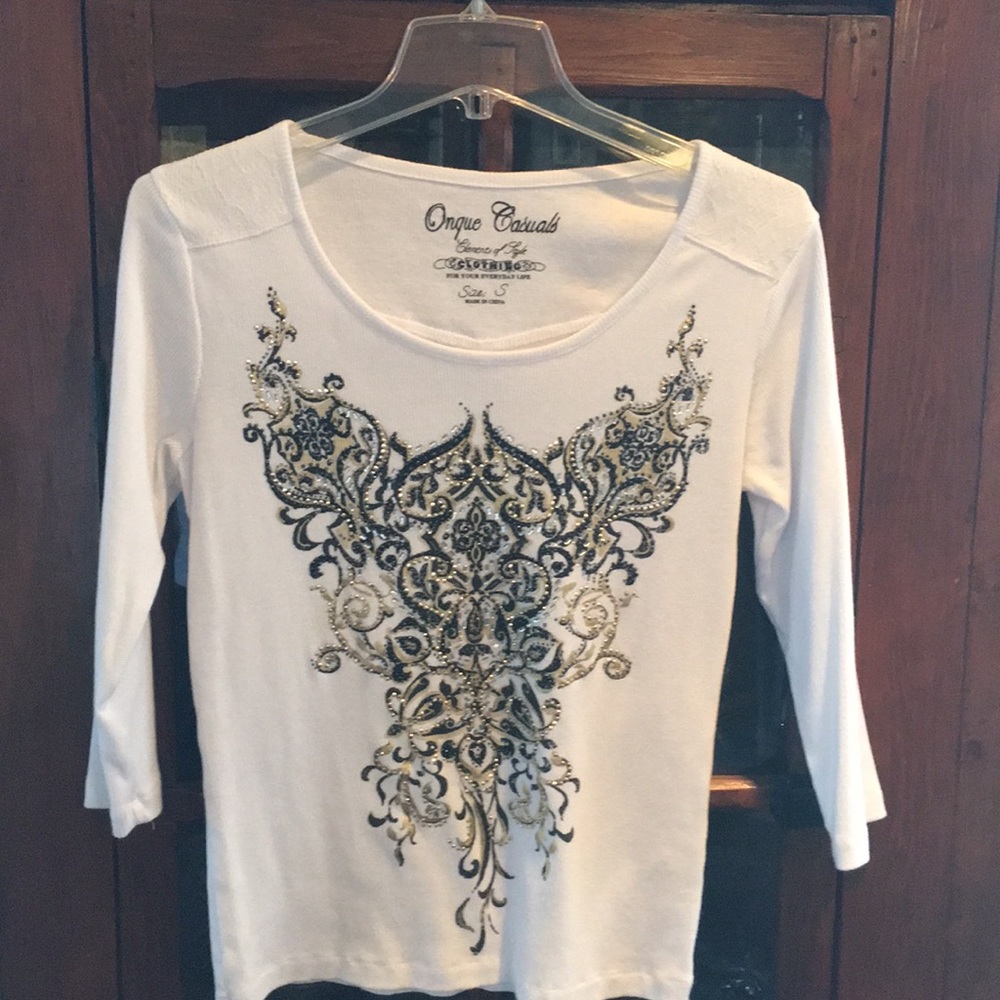White Onque Casuals embellished shirt
